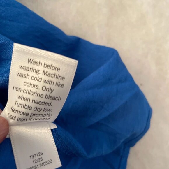 Nine West Womens Royal Blue Puff Sleeve Y2K Preppy Peplum Blouse Top Size XL - Picture 5 of 9